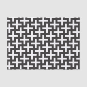 A b&w patterns made with 'plus' sign tissue paper