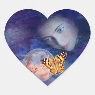 A baby and mother's joy heart sticker