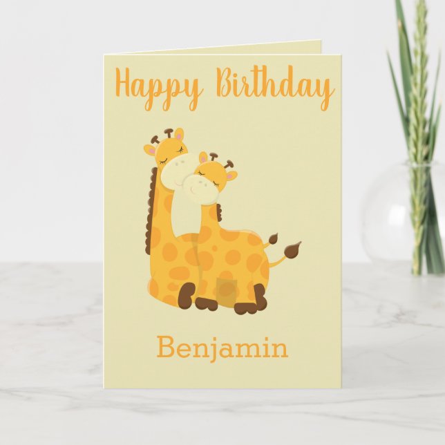 A Baby Birthday with Giraffes Card (Front)