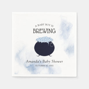A Baby Boy Is Brewing Halloween Baby Shower Napkin