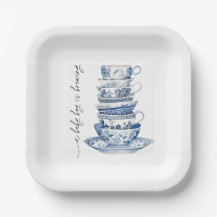 A Baby Boy is Brewing Tea Party Baby Shower Paper Plate