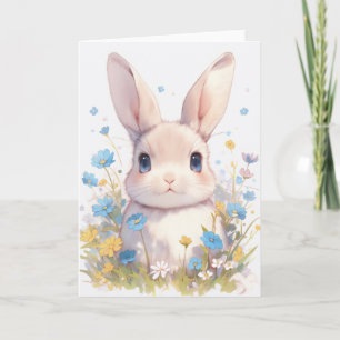 A Baby Bunny Meadow Portrait Card