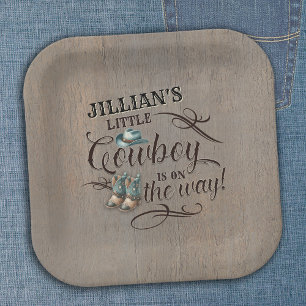 A Baby Cowboy is on the Way Baby Shower Paper Plate