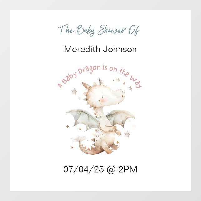 A Baby Dragon is on the Way Baby Window Cling (Sheet)