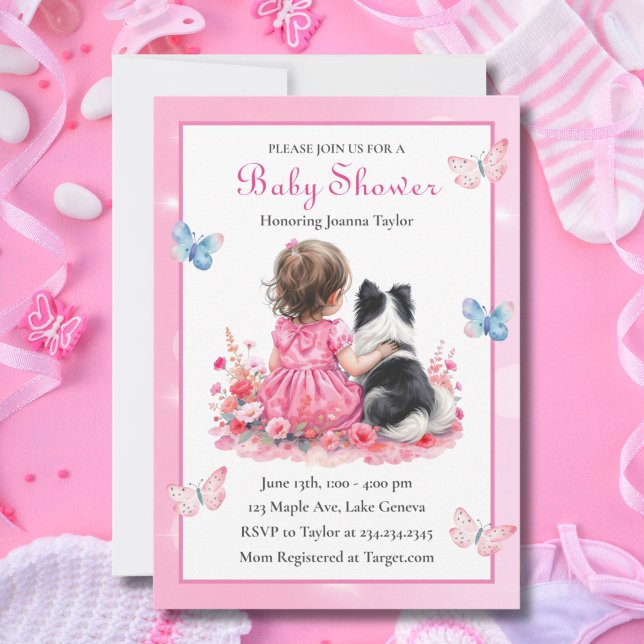 A Baby Girl and her Dog  Baby Shower  Invitation (Creator Uploaded)