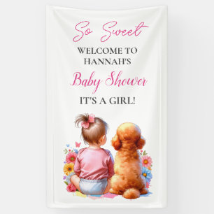 A Baby Girl and her Dog Baby Shower Personalised Banner