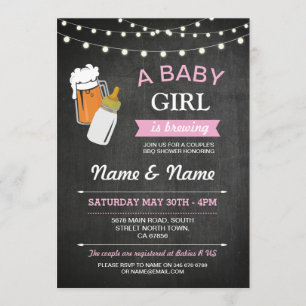 A Baby Girl Brewing Shower Beers Pink Chalk Invite