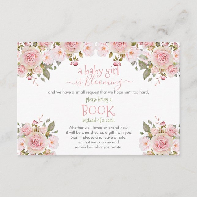 A Baby Girl Is Blooming I Shower Book Request  Enc Enclosure Card (Front)