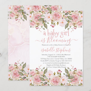 A Baby Girl Is Blooming Pink Floral Baby Shower Invitation