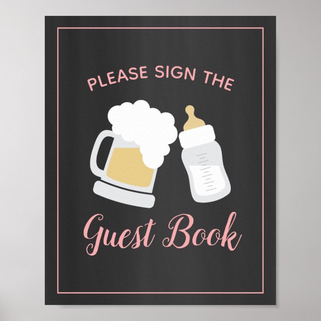 A Baby Girl is Brewing Baby Shower Guest Book Sign (Front)