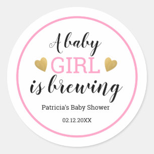 A Baby Girl Is Brewing Baby Shower Thank You Classic Round Sticker