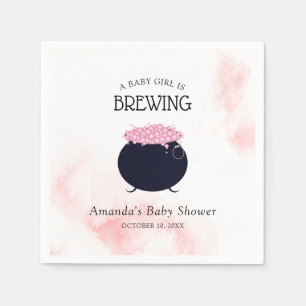 A Baby Girl is Brewing Halloween Baby Shower Napkin