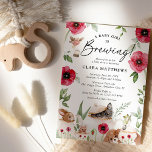 'A Baby is Brewing' Afternoon Tea Baby Shower Invitation<br><div class="desc">'A Baby is Brewing' An adorable afternoon tea baby shower invitation. Design features beautiful red watercolor poppy flowers with greenery as floral decoration. Cute furry animals and wildlife creatures set amongst a decorative quaint little tea set. The cutomizable template is easy to use and will create the perfect setting for...</div>