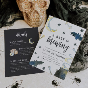 A Baby Is Brewing All-in-One Halloween Baby Shower Invitation