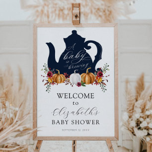 A Baby is Brewing Autumn Pumpkin Baby Shower Poster