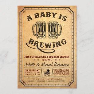 "A Baby is Brewing" Baby Shower BBQ Invitations