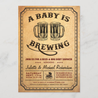 "A Baby is Brewing" Baby Shower BBQ Invitations