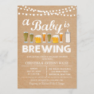 A Baby is Brewing Baby Shower BBQ Kraft Invitation