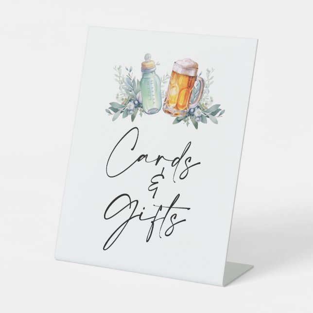 A Baby Is Brewing  Baby Shower Cards And Gifts Pedestal Sign (Front)