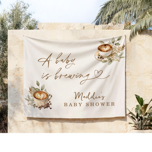 A Baby is Brewing Baby Shower, Coffee Baby Shower Tapestry (Creator Uploaded)