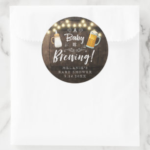 A Baby Is Brewing Baby Shower Favour Classic Round Sticker
