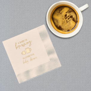 A Baby Is Brewing Baby Shower Foil Napkins
