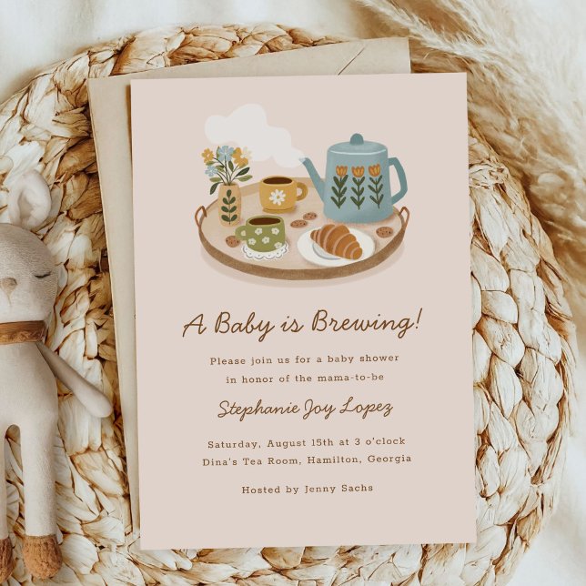 A Baby is Brewing Baby Shower Invitation (A baby is brewing baby shower invitation with coffee theme)
