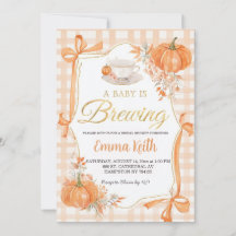 A Baby Is Brewing Baby Shower Invitation | Fall Pu