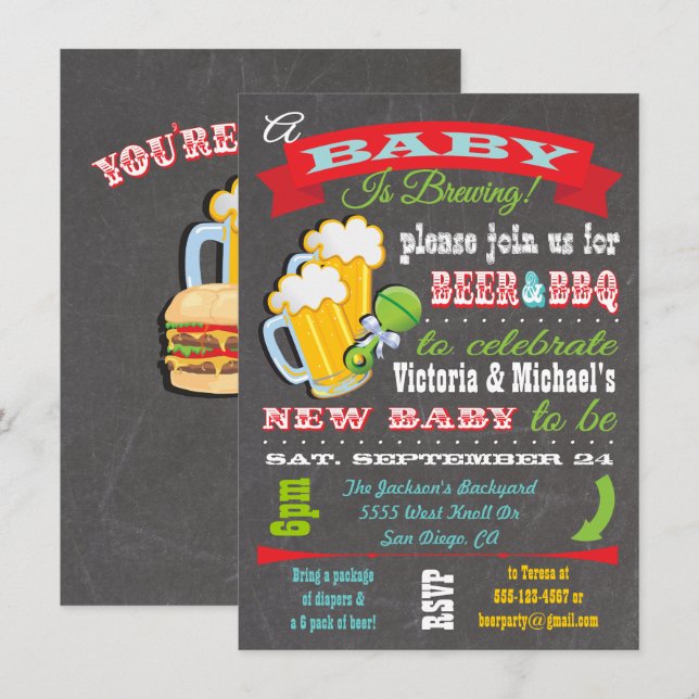 A Baby is Brewing Baby Shower Invitations (Front/Back)