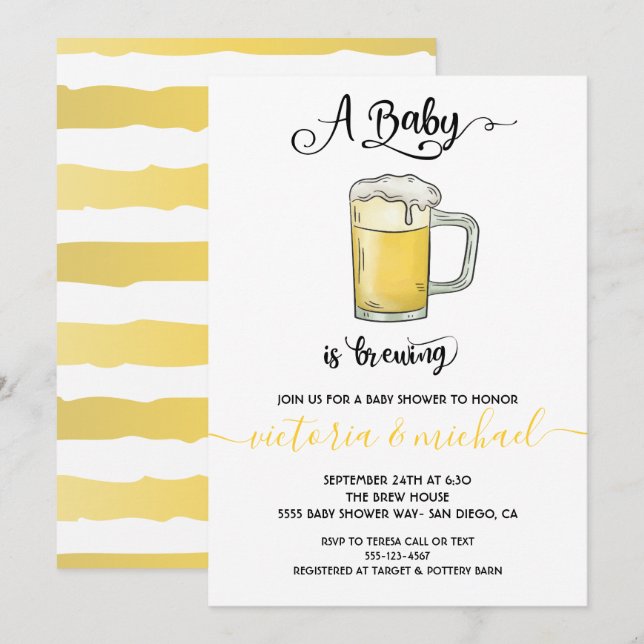 A baby is Brewing Baby Shower Invitations (Front/Back)
