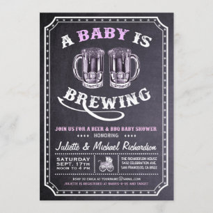 "A Baby is Brewing" Baby Shower Invitations (Girl)