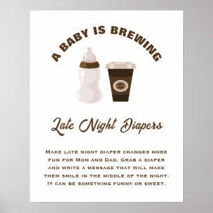 A Baby Is Brewing Baby Shower Late Night Diapers Poster