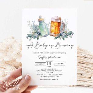 A Baby Is Brewing Baby Shower  Minimalist  Invitation