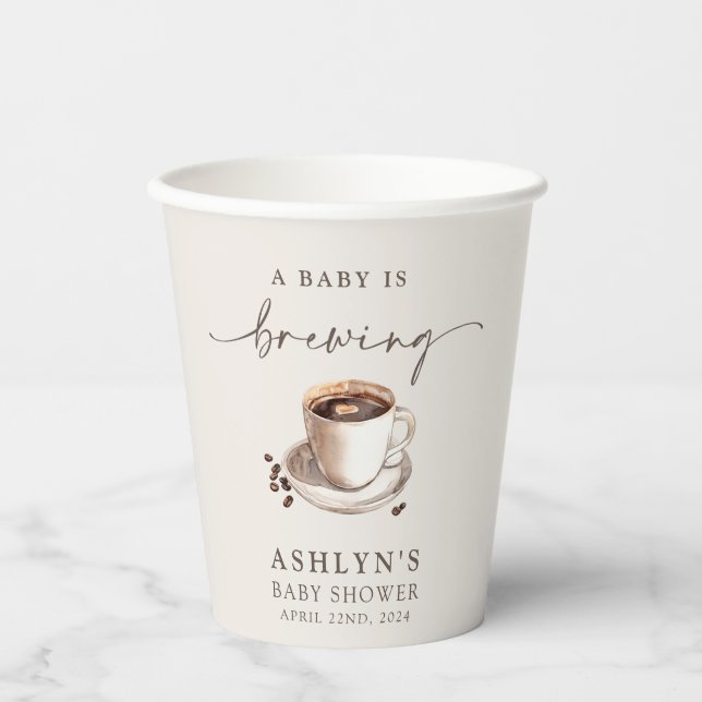 A Baby is Brewing Baby Shower Paper Cups (Front)