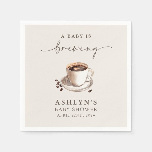 A Baby is Brewing Baby Shower Paper Napkins (Front)