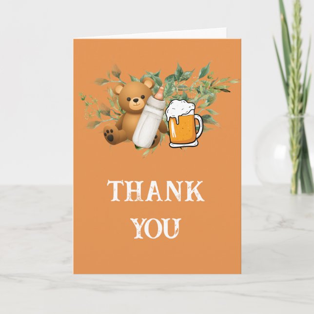 A baby is brewing baby shower photo  thank you card (Front)