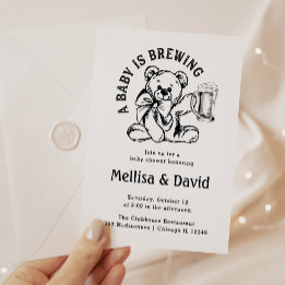 A Baby Is Brewing | Baby Shower Teddy Bear Rustic Invitation