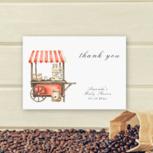 A baby is brewing Baby shower thank you Card