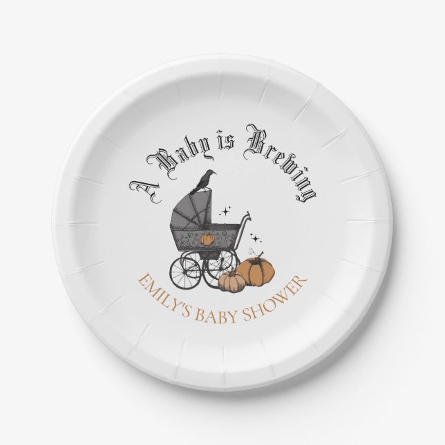 A Baby is Brewing Baby Shower White Paper Plate (Front)
