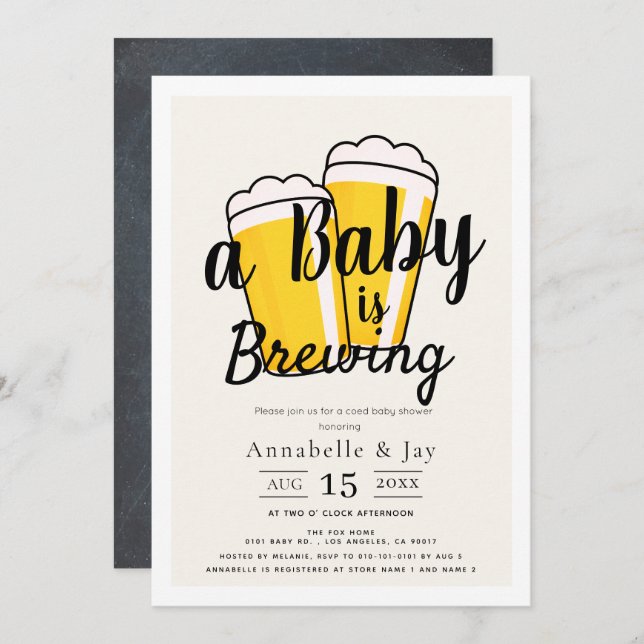 A Baby is Brewing Beer Co-ed Baby Shower Invitation (Front/Back)