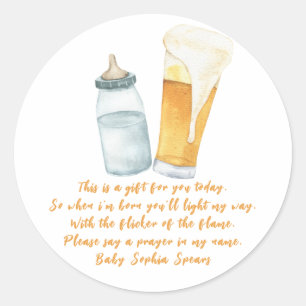 A baby is brewing beer - Prayer candle label