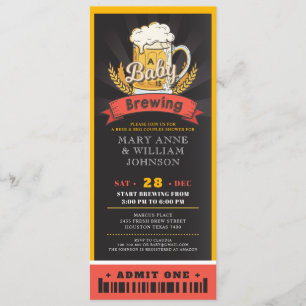 A baby is brewing beer ticket couples baby shower invitation