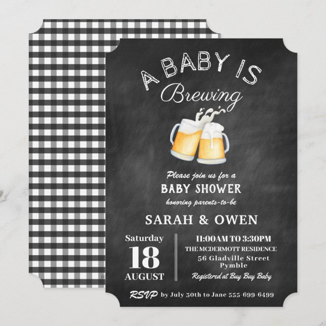 A Baby is Brewing Beers Co-Ed Neutral Baby Shower  Invitation (Front/Back)