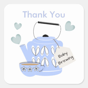 A Baby Is Brewing Blue Baby Boy Shower Square Sticker