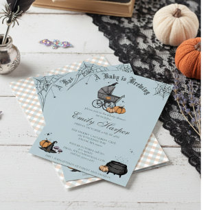 A Baby is Brewing Blue Boy Baby Shower Invitation