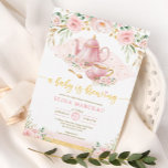 A Baby is Brewing Blush Flower Baby Shower Tea Invitation<br><div class="desc">Tea party themed baby shower invite. Click the "customise further" button if you wish to re-arrange and format the style and placement of the text. Comes with a matching floral pattern backside.</div>