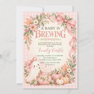 A Baby is Brewing Boo Shower Pink Coquette Invitation