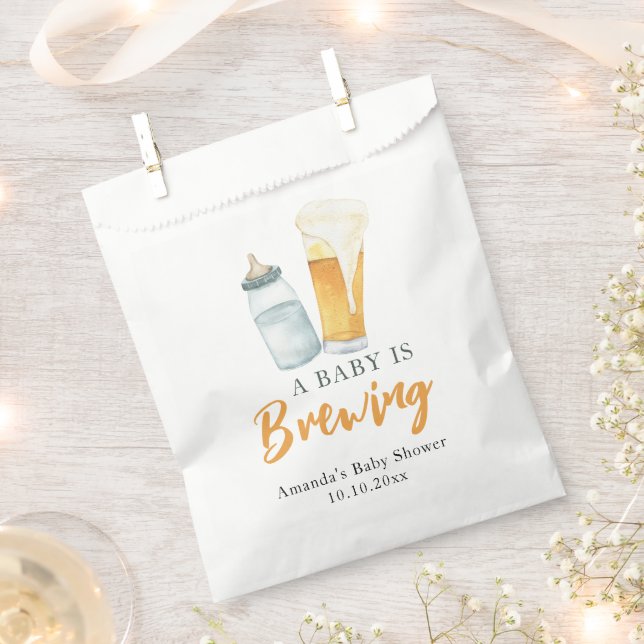 A Baby is Brewing Bottle Beer Baby shower Favour Bags (Clipped)