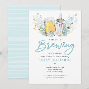 A Baby Is Brewing Bottle & Beer Coed Baby Shower Invitation