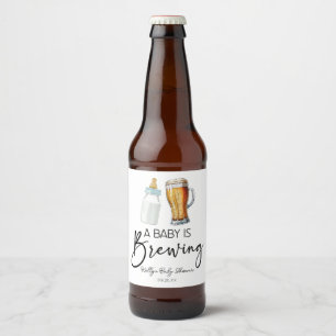 A Baby Is Brewing Bottle Beer Glass Baby Shower Beer Bottle Label
